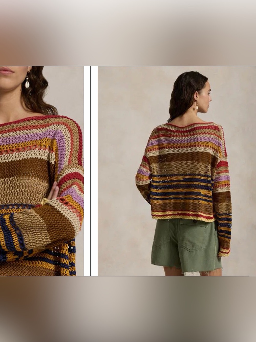 Polo Ralph Lauren Multicolor Open-Knit Stripe Sweater - Picture 2 of 8